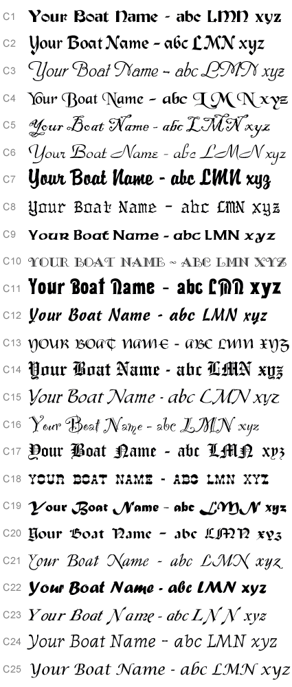 Boat Name and lettering Fonts