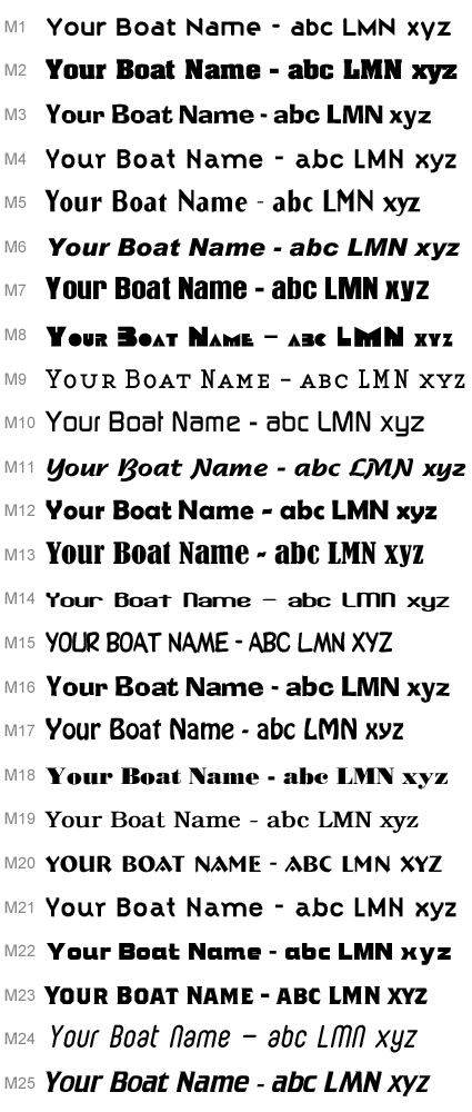 Boat Name font and design ideas